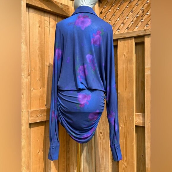 🆕 RAT & BOA 🧿 NWOT Volana Blue and Purple Floral Printed Cowl Neck Mini, Sz XS - Picture 8 of 16